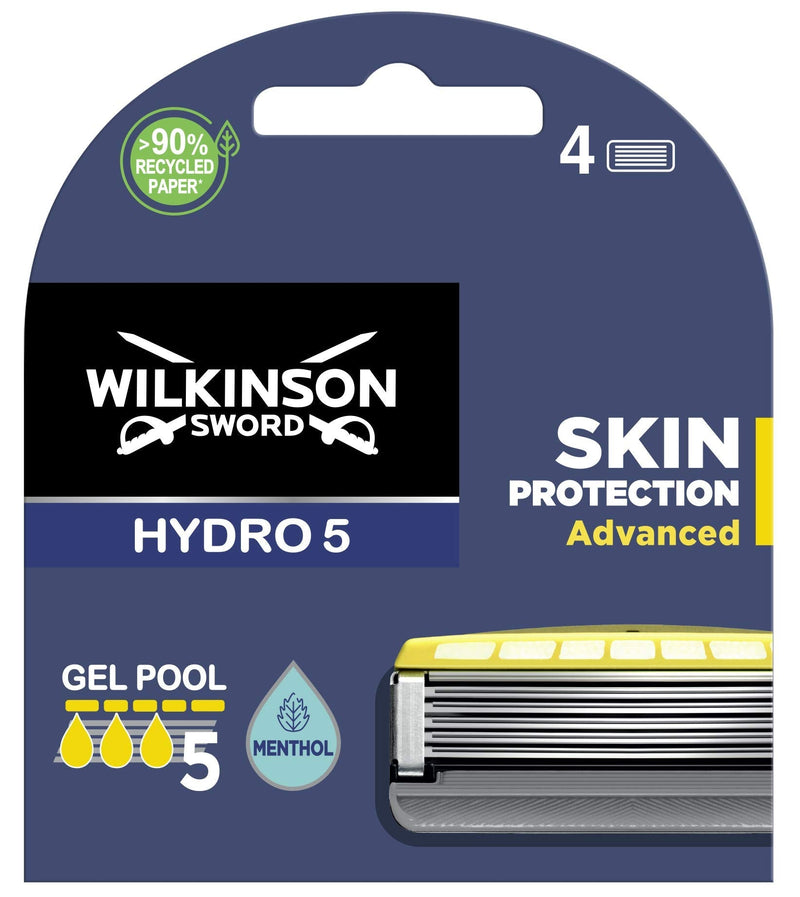 Wilkinson Sword Hydro 5 4 x Wilkinson Sword Hydro 5 Skin Protection Advanced with Menthol Enriched Lubricant Band, Compatible for Any Hydro Razor - BeesActive Australia
