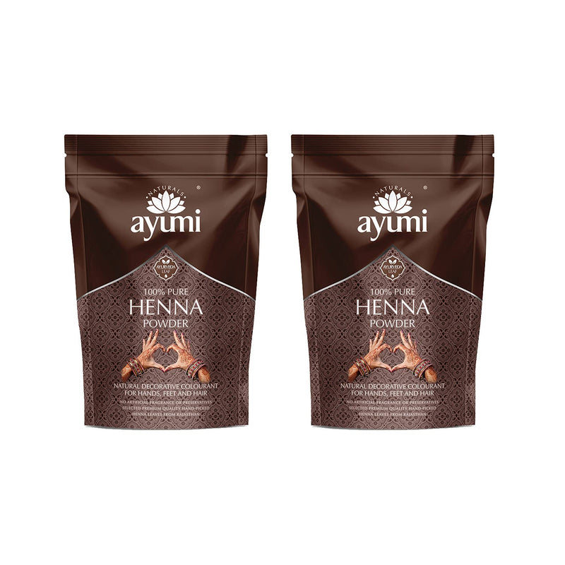Ayumi Pure Henna (Mendhi), Natural Herb Powder Which Soothes the Scalp & Conditions the Hair, Considered to Support Hair Growth - 2 x 200g - BeesActive Australia