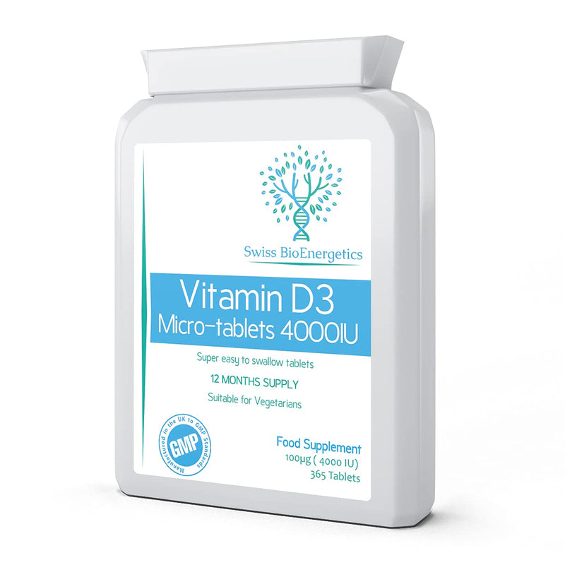 Vitamin D3 100µg ( 4000 IU ) 365 Micro-Tablets – one-a-Day Easy to Swallow high Strength Tablets – Exclusively Manufactured in The UK - BeesActive Australia
