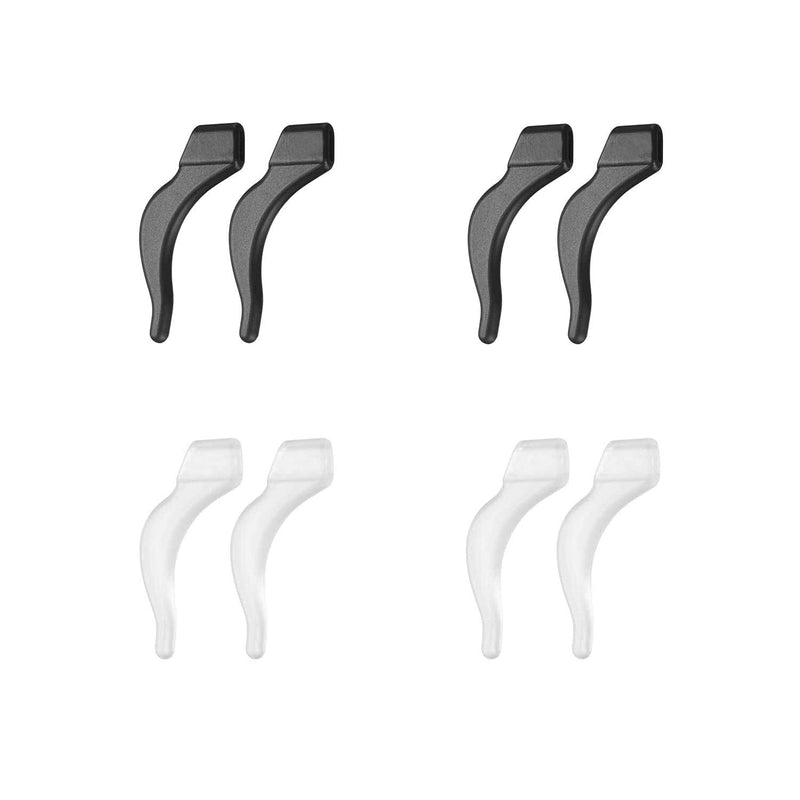4 Pairs Eyeglasses Ear Grip, Silicone Anti-Slip Holder, Soft Ear Hook for Glasses Sunglasses (Black and White) - BeesActive Australia