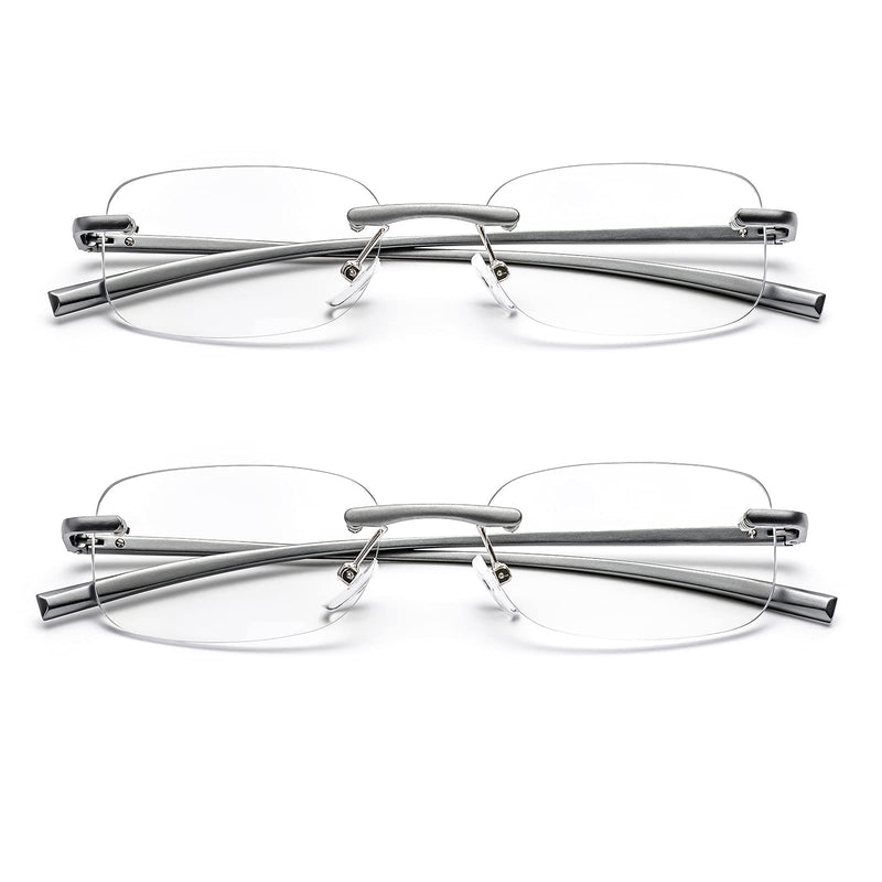 2 Pack Rimless Blue Light Blocking Reading Glasses for Men and Women with Spring Hinge Fashion Lightweight Computer Readers 2 Pack 1.0 x - BeesActive Australia