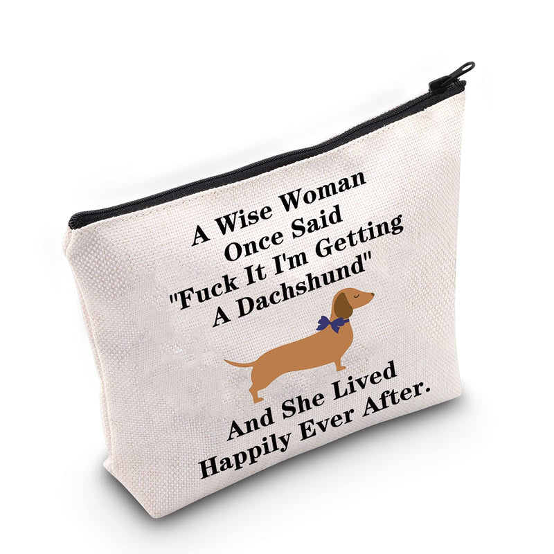 Dachshund Gift Pet Dog Makeup Bag A Wise Woman Once Said "Fuck it,I'm Getting a Dachshund" Gift for Dog Owner Cosmetic Bags (U.a Dachshund) - BeesActive Australia