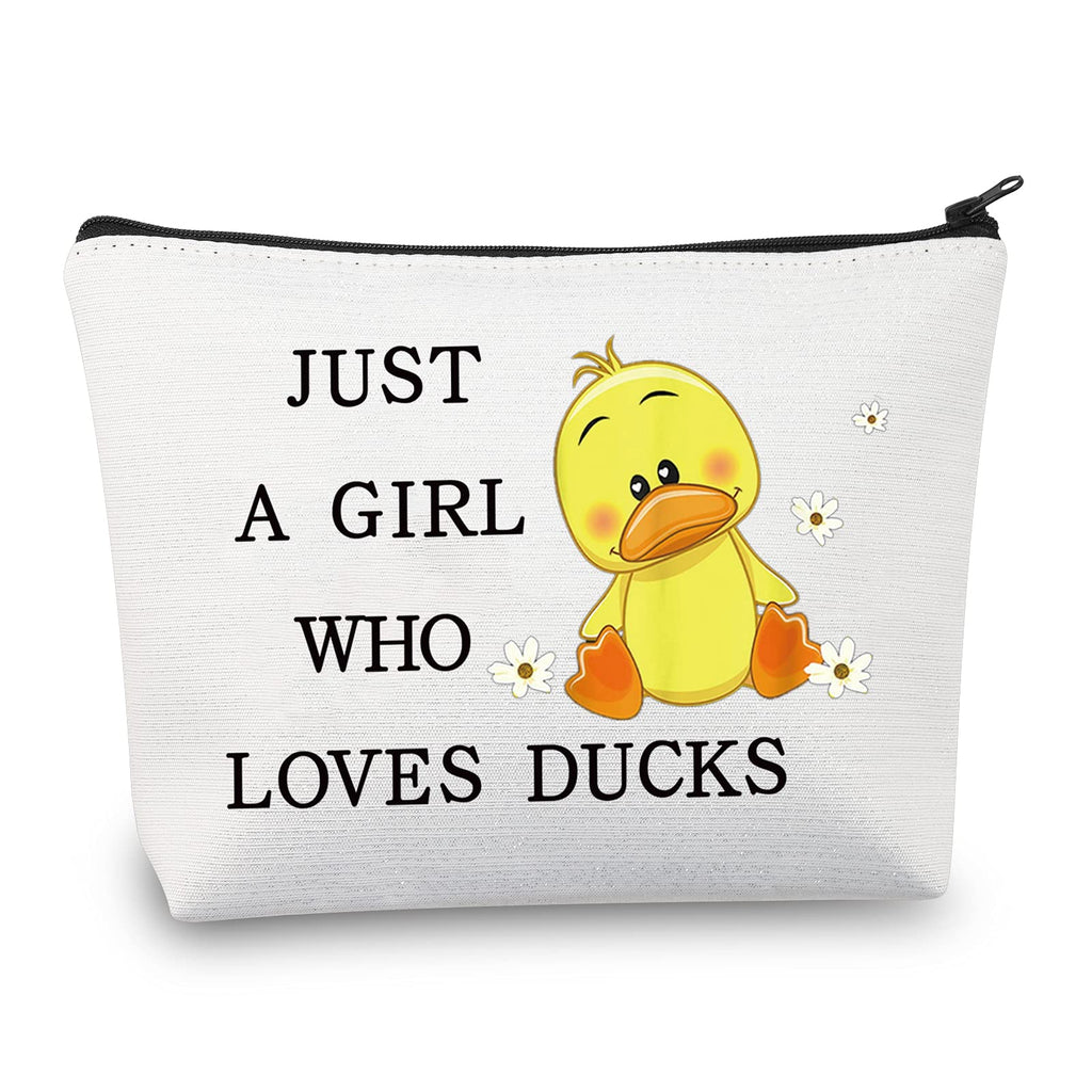 LEVLO Funny Duck Cosmetic Bag Animal Lover Gift Just A Girl Who Loves Ducks Makeup Zipper Pouch Bag Duck Lover Gift For Women Girls (Who Loves Ducks) - BeesActive Australia