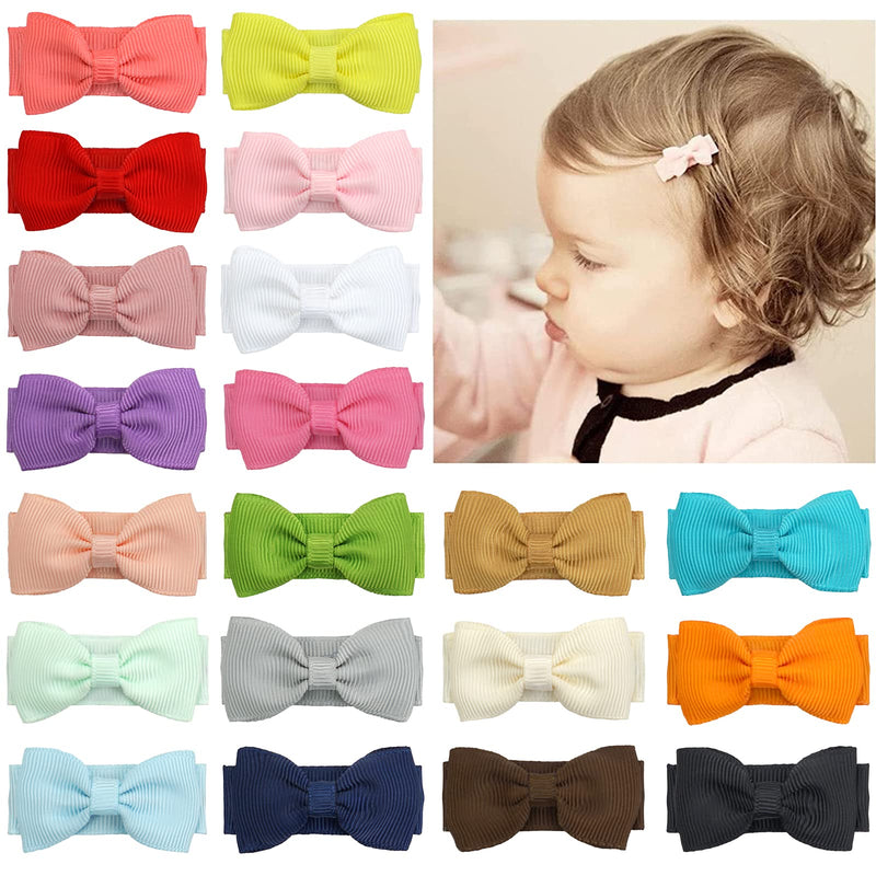 Baby girls snap hair clips, tiny bow, non-slip hair clips for toddlers, fine hair mini bow (20pcs) 20pcs - BeesActive Australia