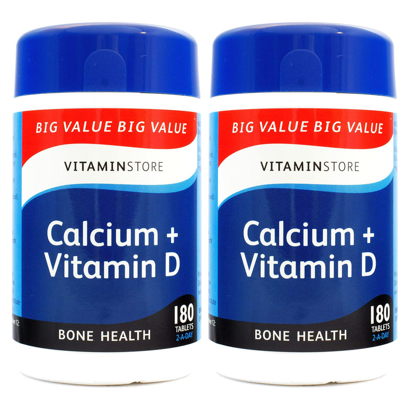 Vitamin Store Calcium + Vitamin D Food Supplement, 180 Tablets per Tub, Pack of 2 Tubs, 6 Months Supply - BeesActive Australia