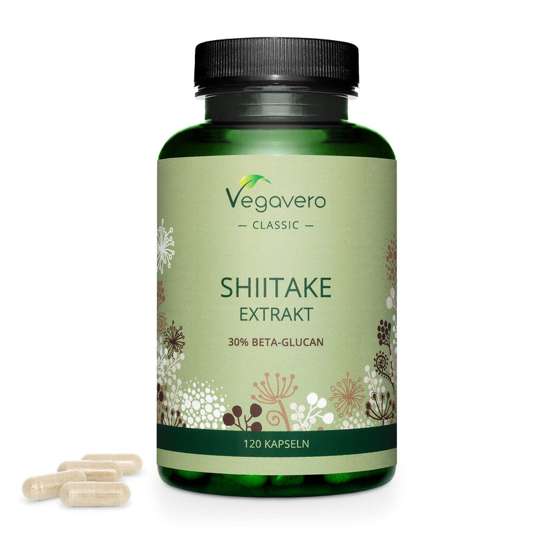 Shiitake Vegavero® | 750mg Mushroom Extract | with 40% Polysaccharides| 120 Vegan Capsules | NO Additives - BeesActive Australia