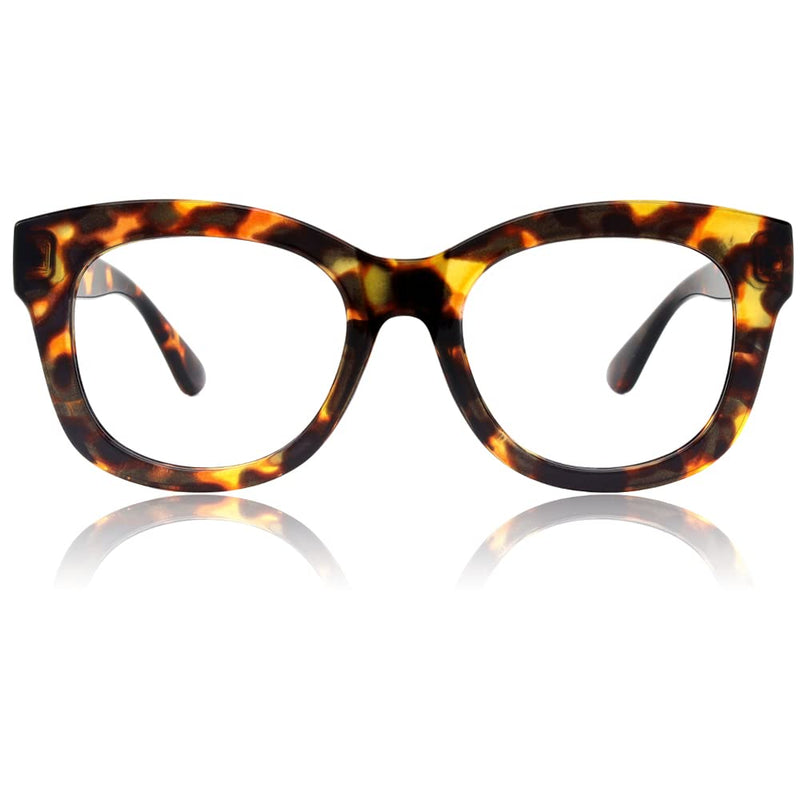 JiSoo Reading Glasses Women/Men Designer Oversized Readers, Thick Large Round Ladies Reading Glasses A-tortoise 1.25 x - BeesActive Australia
