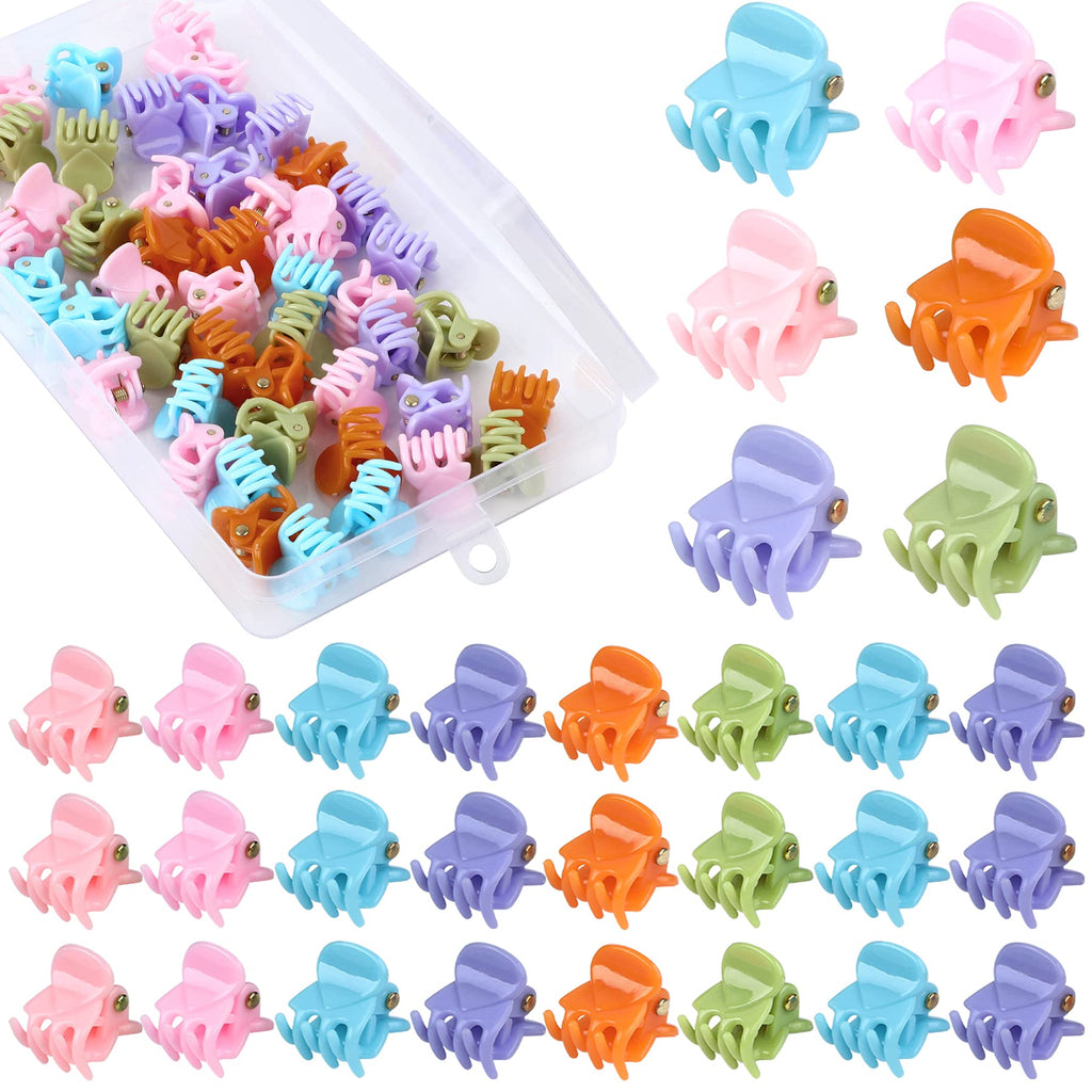 48 Pieces Mini Hair Jaw Clips Plastic Small Hair Accessories Claw Clamps Pins with Storage Box for Girls and Women (Colorful) Colorful - BeesActive Australia