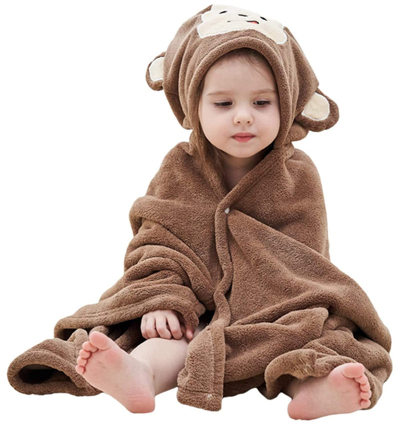 Hilmocho Baby Hooded Bath Towel Extra Large Kids Toddler Hooded Blanket Bathrobe Thick Absorbent Beach Swimming Shower Towels, 140x70CM Brown Monkey - BeesActive Australia
