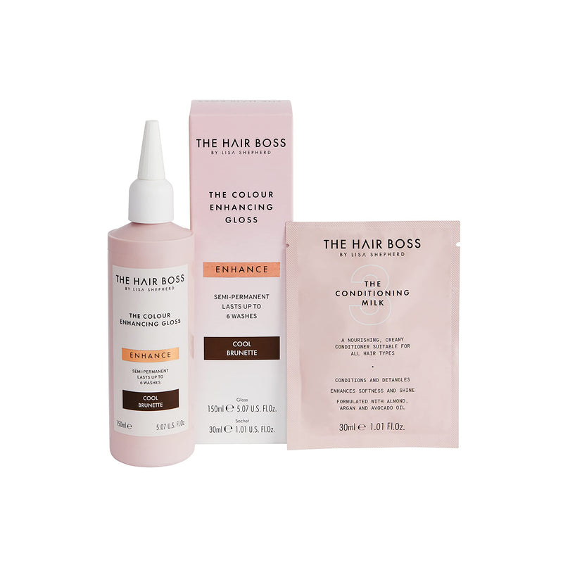 THE HAIR BOSS BY LISA SHEPHERD Cool Brunette Colour Enhancing Gloss, Semi-Permanent Hair Treatment for 6 Washes, 150ml, white - BeesActive Australia