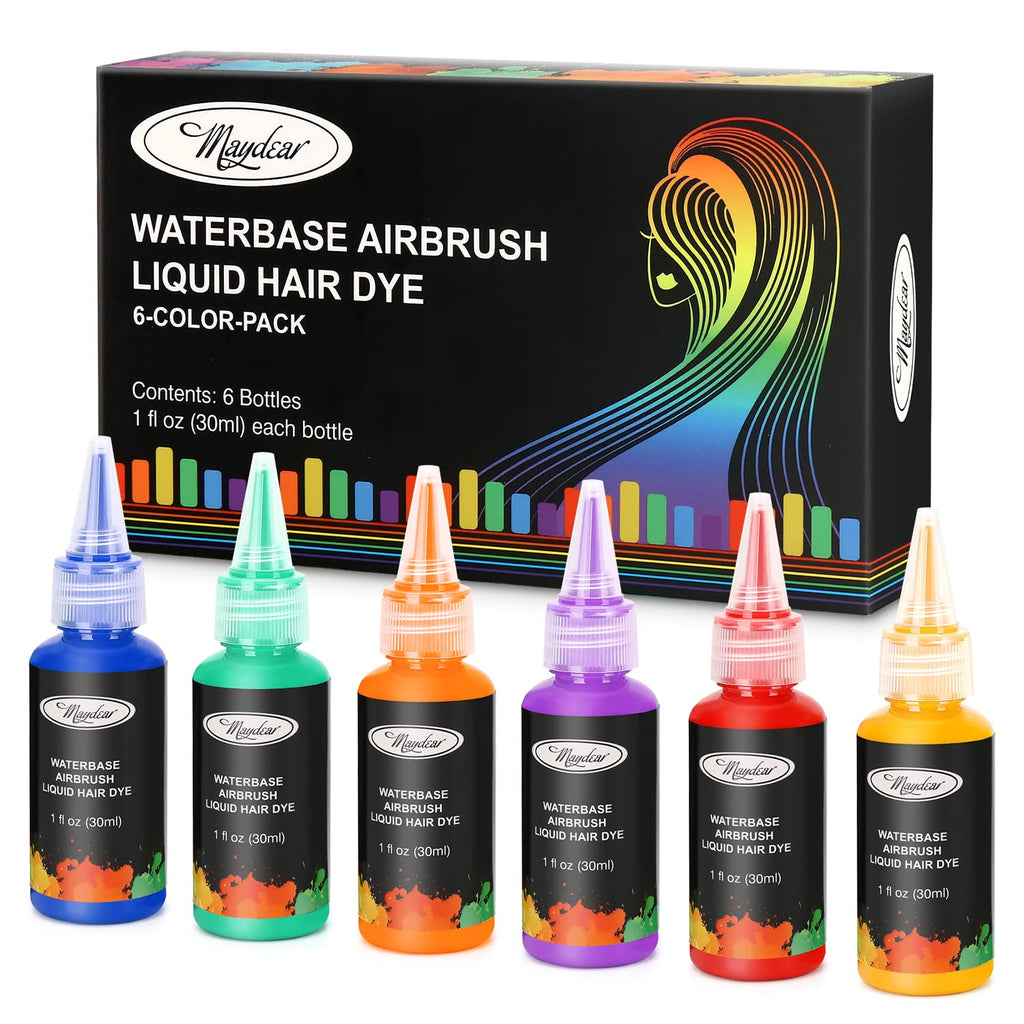 Maydear Airbrush Hair Paint，6 Colors Temporary Hair Color，Non Toxic Washable，for Kids Party Cosplay DIY - BeesActive Australia