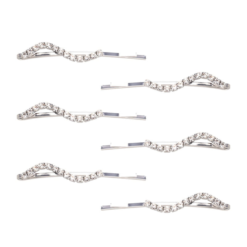 6 Pieces Rhinestone Bobby Pins Crystal Hair Pins Grips Slide Single Row Slim Diamante Rhinestone Bobby Pin for Brides Girls Barrettes Styling - BeesActive Australia