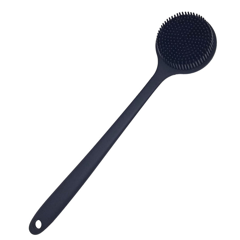 DNC Back Scrubber for Shower Soft Silicone Bath Body Brush with Long Handle, BPA-Free, Hypoallergenic (Black) Black - BeesActive Australia
