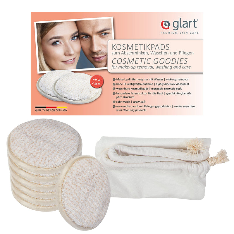 Glart 44AP Washable Makeup Removable Pads with Wash Bag - Beige and White (7-Pack) - BeesActive Australia