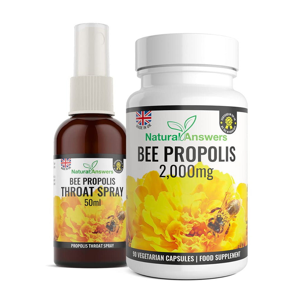 (Bundle) Bee Propolis Capsules ( 90 ) & Propolis Throat Spray ( 50ml ) | Natural Answers Bees Propolis - BeesActive Australia