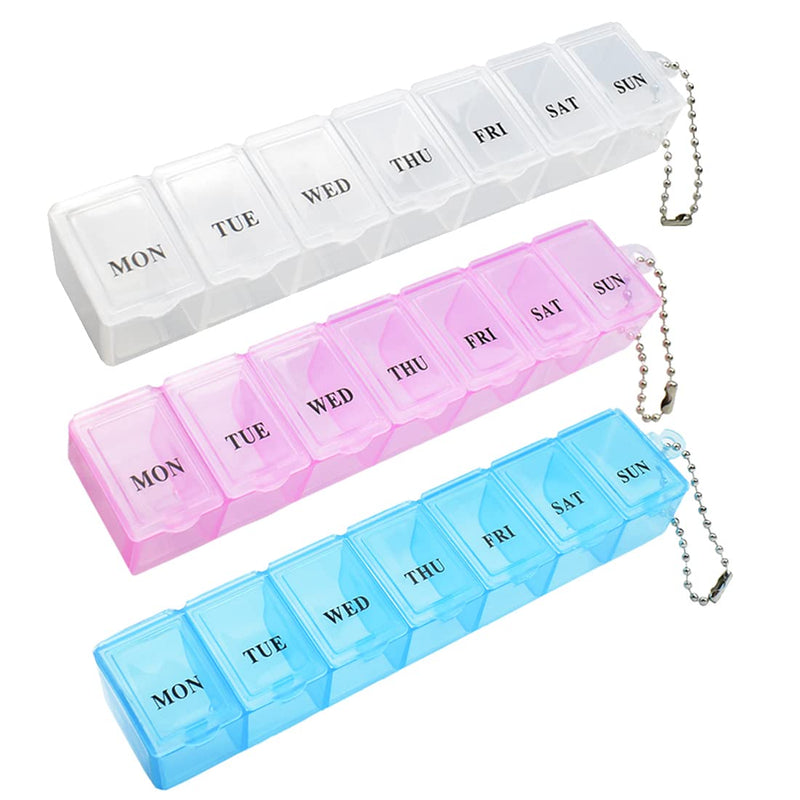 3 Pcs Pill Box Organiser 7 Day One Time a Day Pill Dispenser Storage Case for Medication Supplements Vitamins and Cod Liver Oil - BeesActive Australia