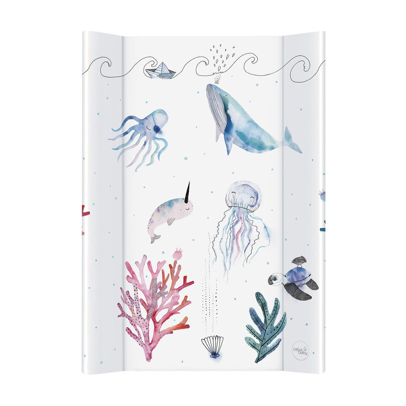 Deluxe Unisex Wedge Anti Roll Nappy Baby Changing Mat With Curved Sides - Watercolour World Under The Sea - BeesActive Australia