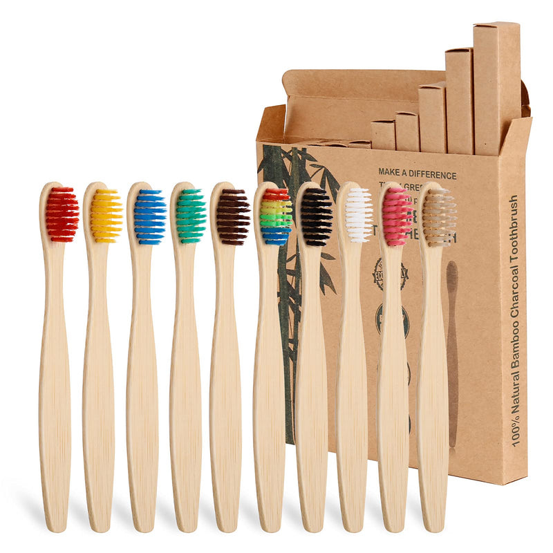 Yorgewd Children's Bamboo Toothbrush | 10 Pack Soft Bristles | Biodegradable Wooden Handle | Eco-Friendly Toothbrush for Kids BPA Free - BeesActive Australia