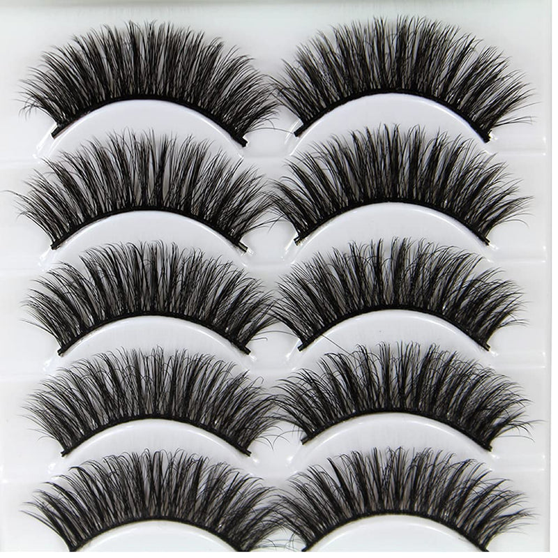 False Lashes Elocoise 5 Pairs 3D Eye Lashes Reusable Long Hand-made Faux Eyelashes for Eye Makeup (3D-10) 3D-10 - BeesActive Australia