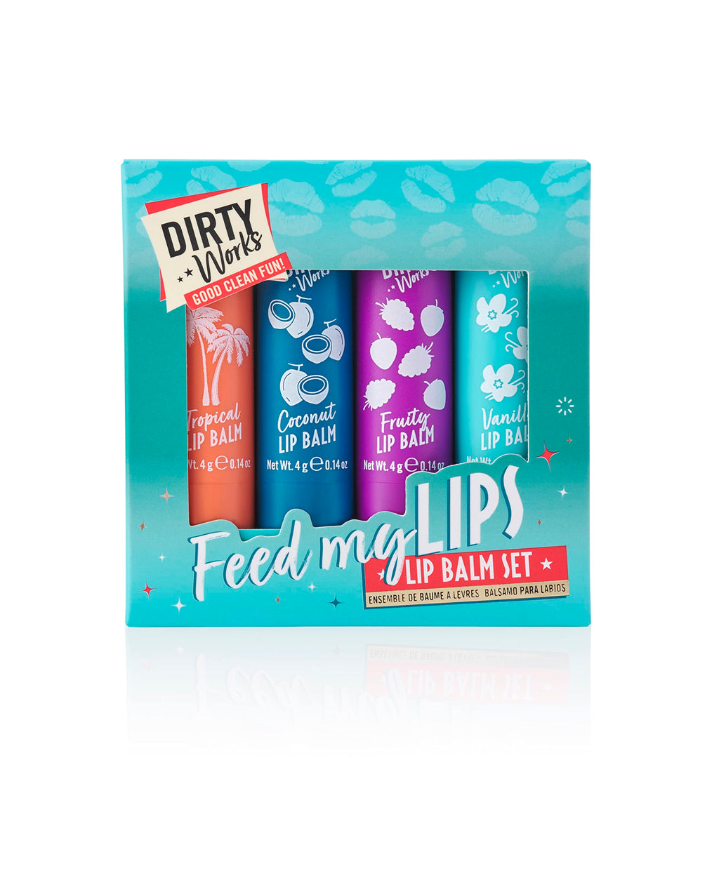 Dirty Works Feed My Lips, Lip Balm Set, 4 x 4g Lip Salve Tubes Gift Set, Various Flavours, 4 g (Pack of 4) - BeesActive Australia