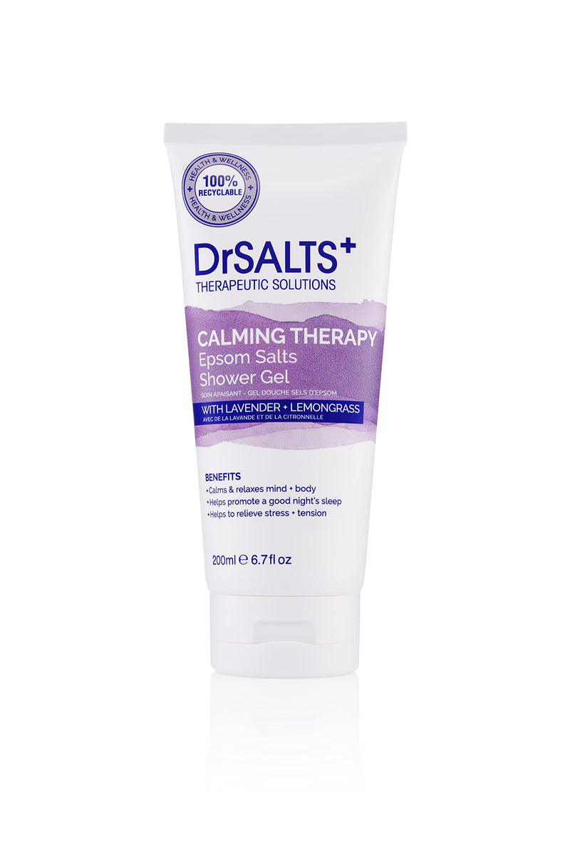 DrSALTS+ Calming Therapy Shower Gel with Epsom Salts, Lavender and Lemongrass Essential Oils, 200 ml - BeesActive Australia