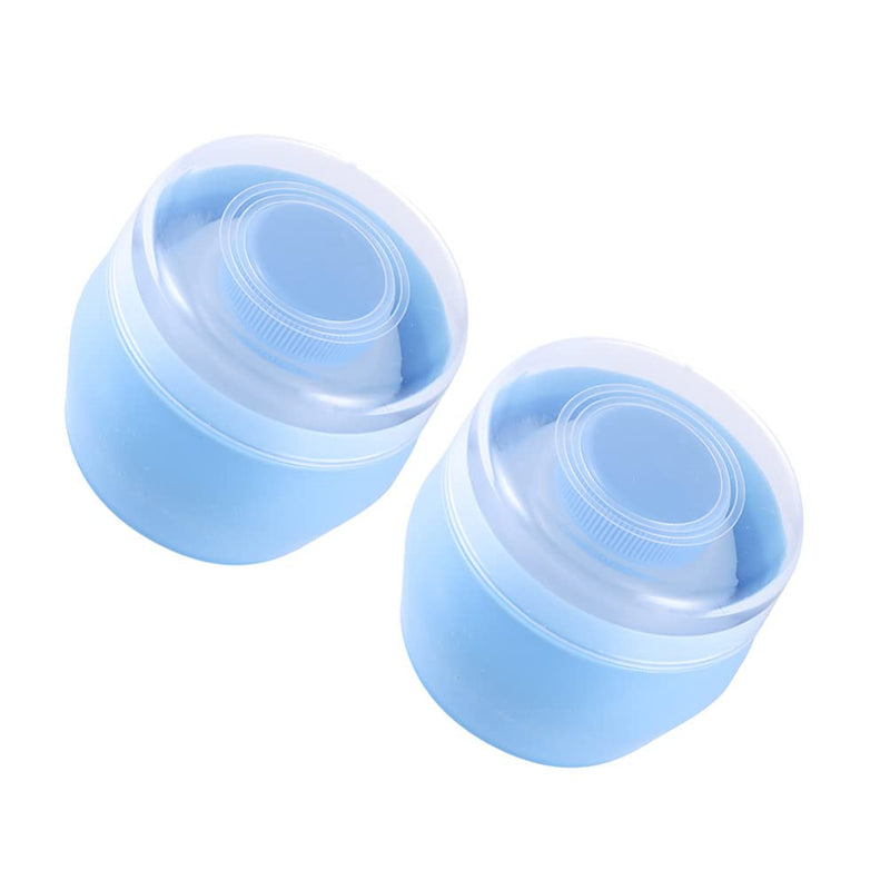 Toddmomy 2pcs Powder Puff Box Empty Body Powder Container with Soft Body Powder Puffs for Infant Home Travel Blue - BeesActive Australia