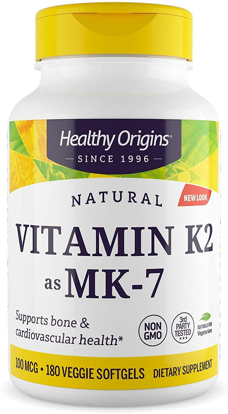 Healthy Origins, Vitamin K2 as MK-7, 100 mcg, 180 Vegetarian Softgels, Laboratory Tested, High Strength, Gluten Free, SOYA Free, Non-GMO - BeesActive Australia