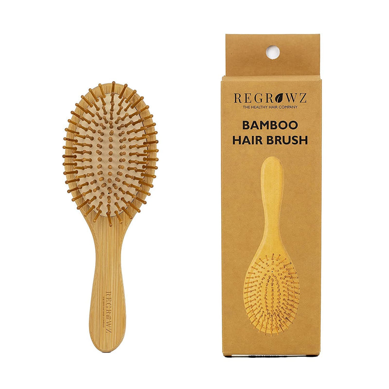 Regrowz Bamboo Paddle Hair Brush with Round Bamboo Bristles - Detangling Hair Brush - Scalp Massage - Eco-Friendly - Unique Shape - BeesActive Australia