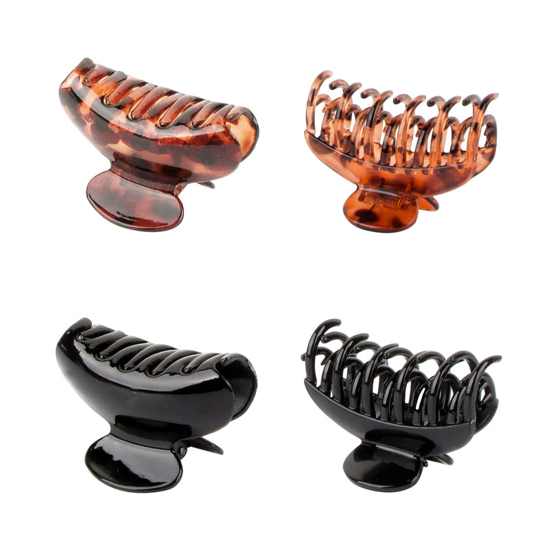 4PCS Medium Hair Claw Clips, Leopard Hair Clips Jaw Claw Clamp Plastic Nonslip Barrettes for Thin and Thick Hair for Girls and Women - BeesActive Australia
