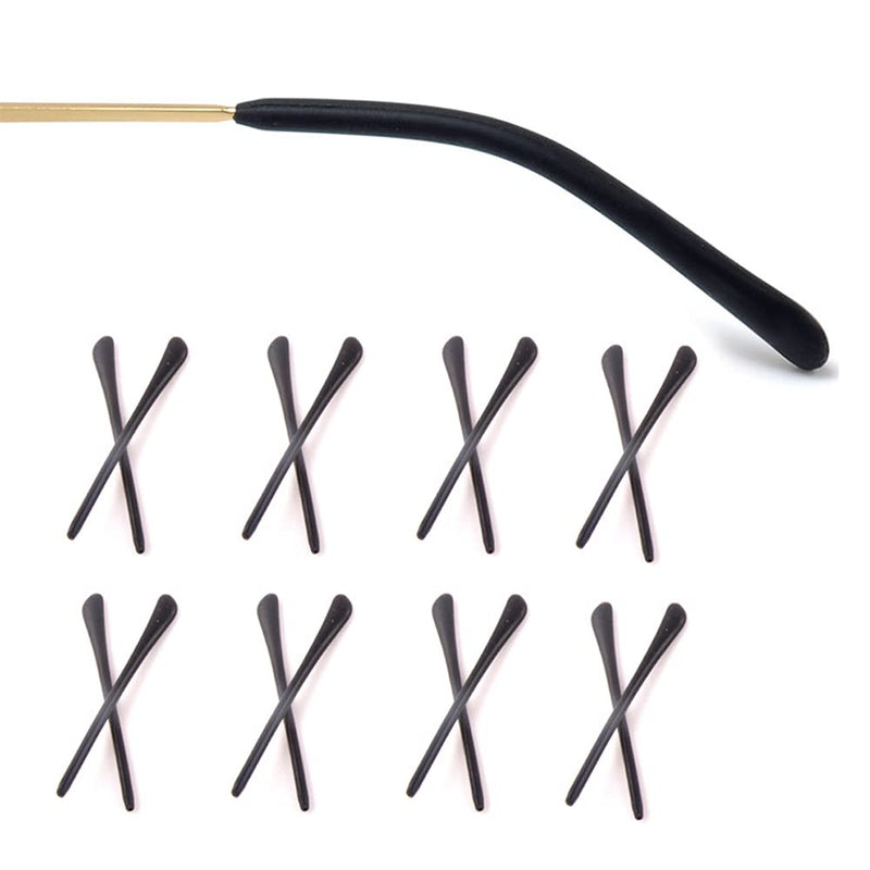 8 Pairs Eyeglass End Tips Ear Sock Pieces Anti-Slip Tube Replacement Tips Silicone for Thin Metal Eyeglass Legs, Black Black-black - BeesActive Australia