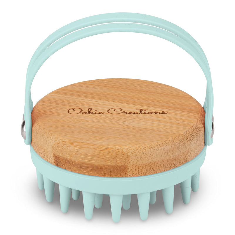 Oobie Creations Scalp Massager Shampoo Brush with Soft Exfoliating Silicone Bristles and Bamboo Grip - Baby Blue - 1 PCS - BeesActive Australia