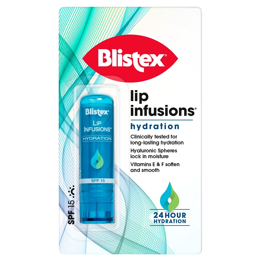 Blistex Lip Infusions Hydration Lip Balm, with Vitamin E and F, SPF15, Pack of 12 - BeesActive Australia