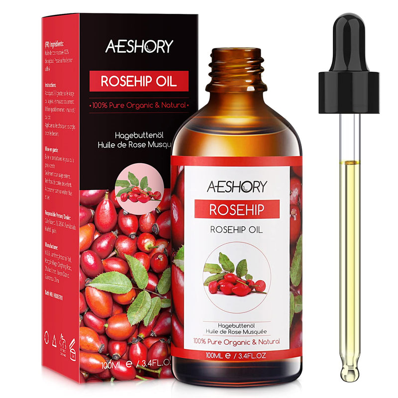 Rosehip Oil for Face 120ml, Cold Pressed 100% Pure Natural Rosehip Seed Oil, Hydrating Nourishing & Moisturising for Skin, Hair, Nails, and Body - BeesActive Australia