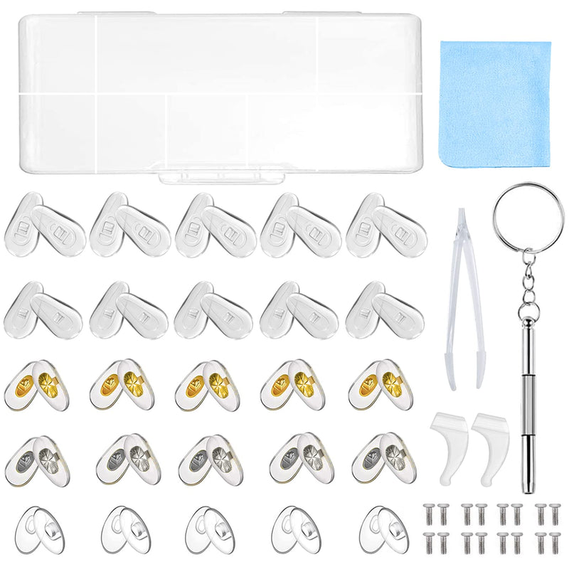 25 Pairs Glasses Nose Pads Silicone, Screw-in Nose Pad for Glasses Eyeglass Repair Kit with Screws Tweezer and Cleaning Cloth - BeesActive Australia