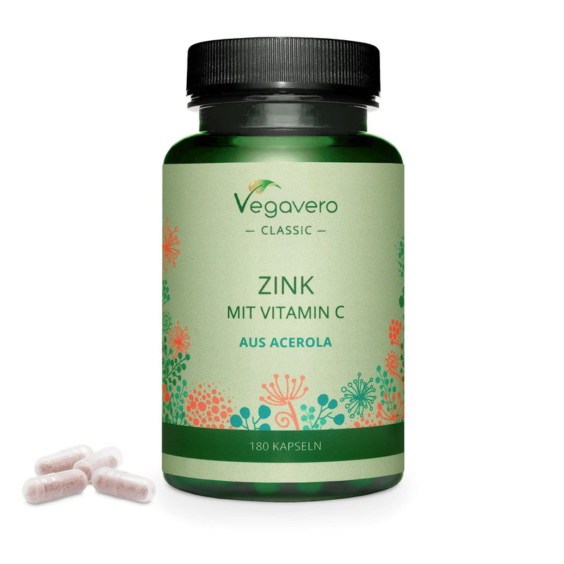 Zinc Bisglycinate Vegavero® | with Natural Vitamin C | 180 Vegan Capsules (6 Months Supply) | 15mg = 150% NRV per Capsule | NO Additives - BeesActive Australia