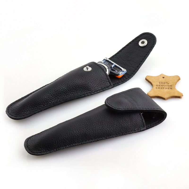 Razor Pouch - Pure Leather Safety Razor Case - Triple Blade Shaving Razor Case - Travel Size Shaving Pouch Holder - Razor Cover for Men and Women - BeesActive Australia