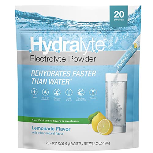 Hydralyte Effervescent Electrolyte Sachets - Lemonade | 20 Sticks | Effective Rehydration Tablets with Electrolytes Rapidly Replenish Lost Salts - BeesActive Australia