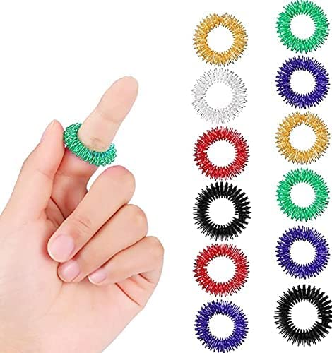 15 Pieces Spiky Sensory Finger Rings, Spiky Finger Ring/Acupressure Ring Set for Teens, Adults, Silent Stress Reducer and Massager (15 Pieces) - BeesActive Australia