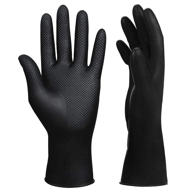 Hair Dye Gloves, Black Reusable Rubber Gloves, Professional Hair Coloring Accessories for Hair Salon Hair Dyeing,2Pcs - BeesActive Australia