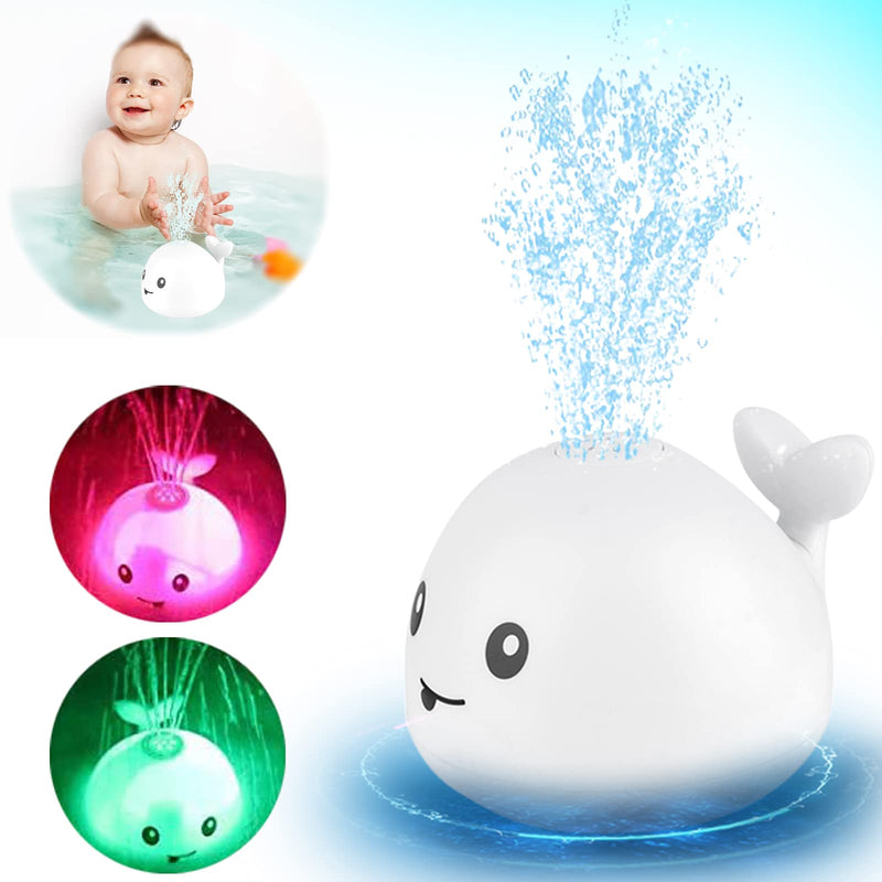 VI AI Baby Bath Toys, Whale Induction Spray Water Toy with LED Light Up, Sprinkler Toy for Baby Kids Toddler Infant Whale Bathtub Toy - White - BeesActive Australia