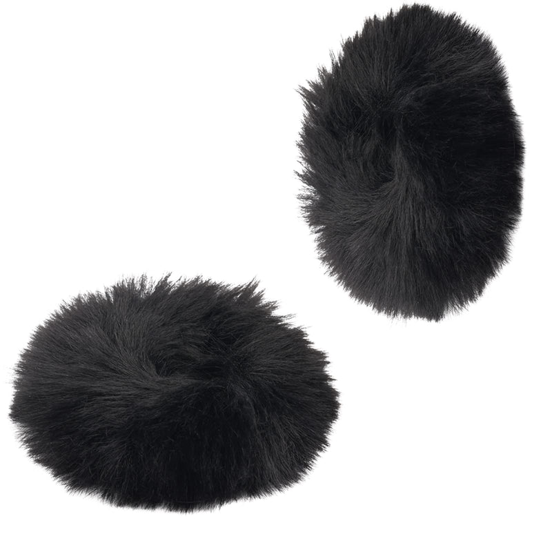 KINBOM 2Pcs Furry Hair Pom Poms, Ponytail Scrunchies Faux Rabbit Fur Hair Scrunchies (Black) Black - BeesActive Australia