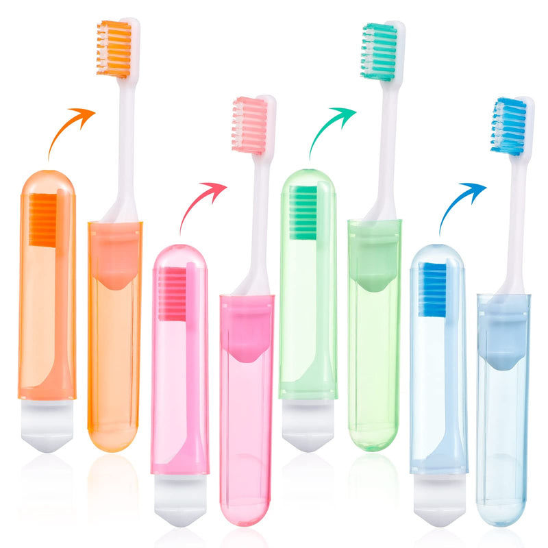 Xinzistar 4 Pieces Portable Soft Toothbrush Camping Toothbrush Travel Toothbrush Folding Travel Toothbrush for Adult Children Oral Care - BeesActive Australia