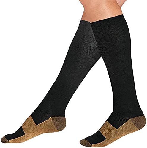2 Pairs Copper Infused Anti-Fatigue Compression Unisex Flight Travel Socks Anti Swelling DVT Support *UK Stock* (Small/Medium) 2 Pairs (S / M) - BeesActive Australia
