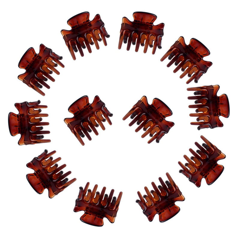 12 Pieces Small Hair Clips,3cm x 2cm/1.18inch x 0.78 inch Brown Mini Hair Claw Clips Plastic Hair Jaw Clips for Women and Girls - BeesActive Australia