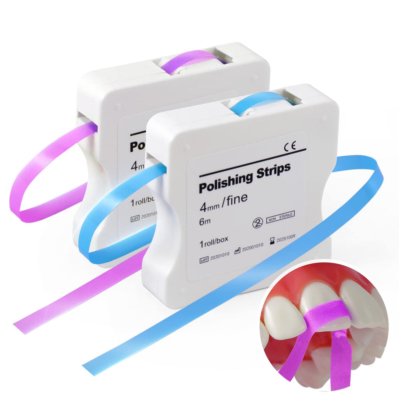 Annhua 2Pcs Dental Polishing Strips, Teeth Abrasive & Finishing Strips 4mm x 6M, Medium (Blue & Pink) - BeesActive Australia