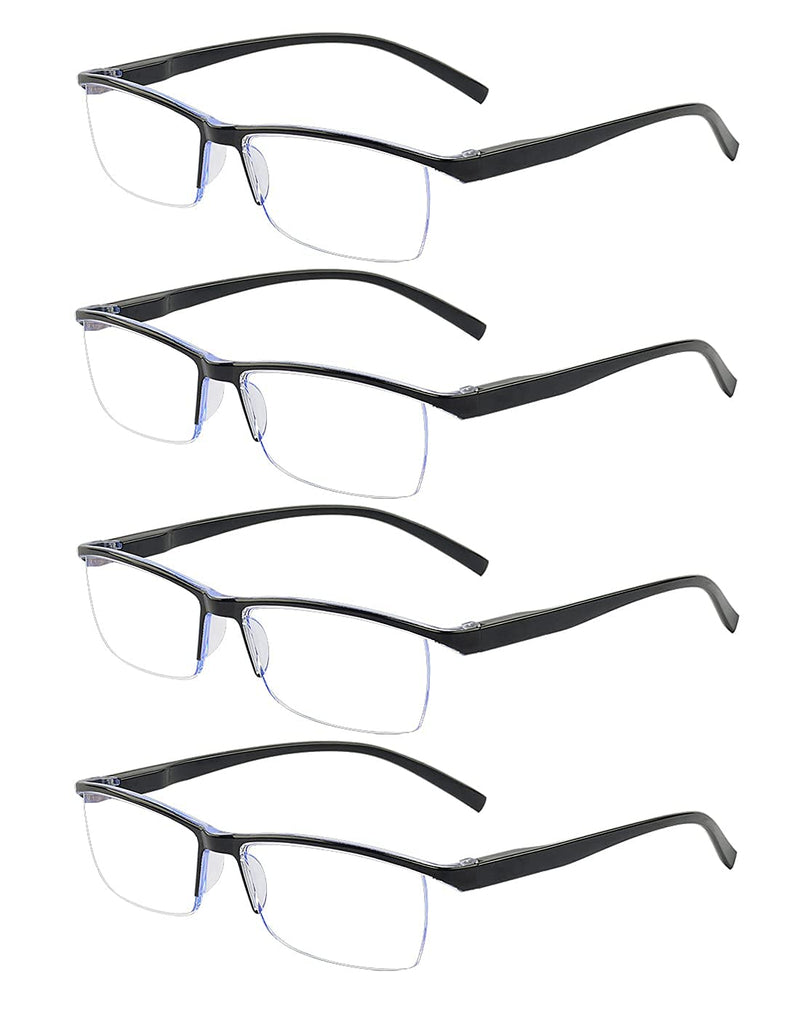 Outray 4-Pack Reading Glasses for Men Blue Light Blocking Computer Glasses Black Half-Frame Transparent Lens Reading Glasses 1.0 x - BeesActive Australia