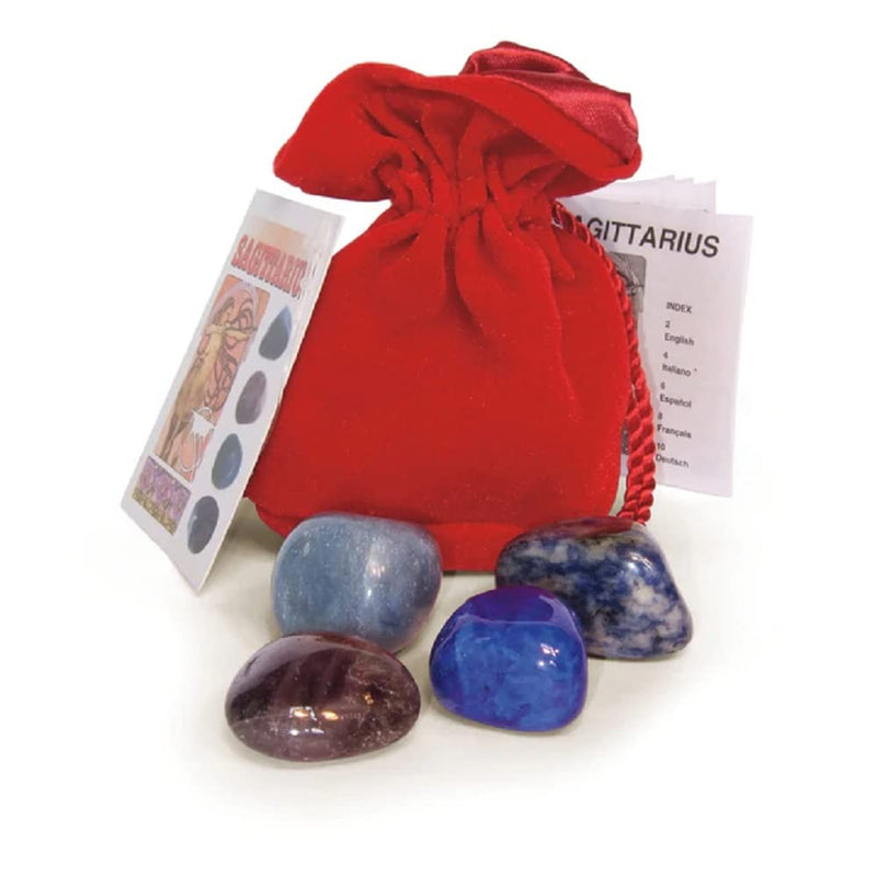 Sagittarius Crystals Tumblestone Set - Blue Agate, Amethyst, Blue Howlite, Sodalite - Reiki Charged - Star Sign Zodiac - BeesActive Australia