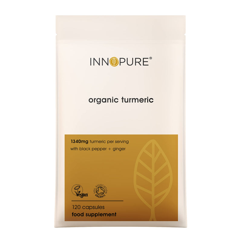 Organic Turmeric Curcumin 1340mg with Organic Black Pepper & Ginger - 120 Capsules - High Strength Turmeric Supplement - UK Made by Innopure - BeesActive Australia