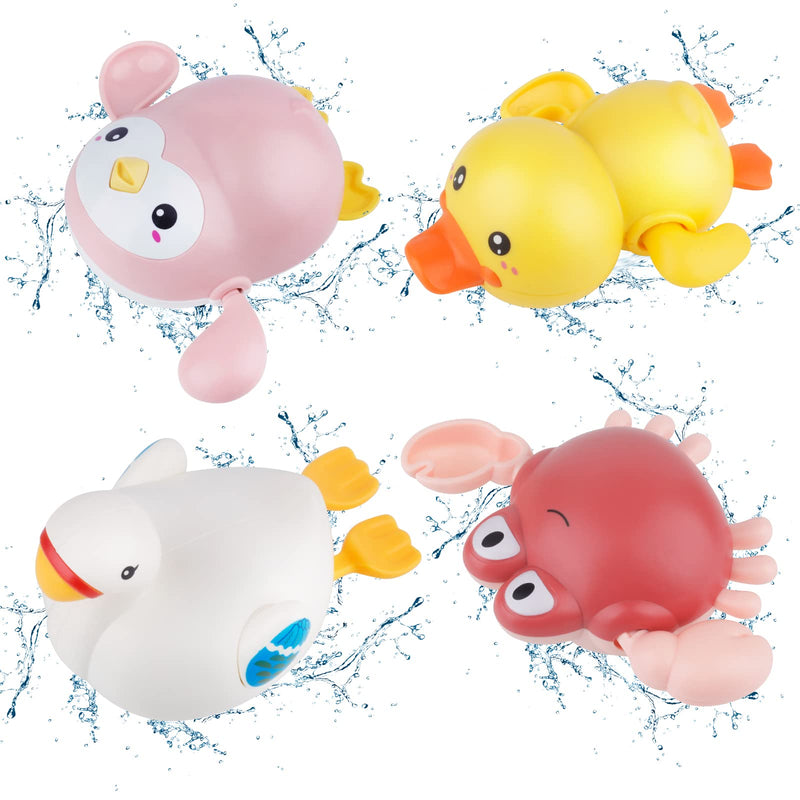 TWOONTO Baby Bath Toys, Wind Up Bath Toys 4 Pcs for Kids Bathtub Toys Bathroom Float Toy for Toddler Boys Girls 0 1 2 3 4 Years Old - BeesActive Australia