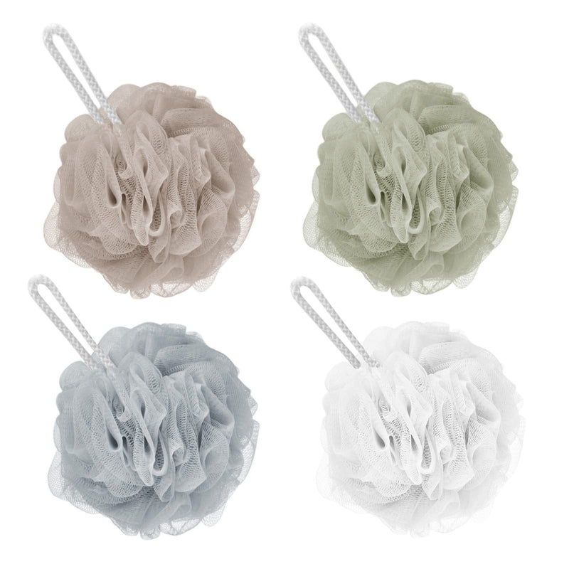 Shower Puff Loofah, 4 Pcs Extra Large Bath Sponge with Mesh Build - Body Scrubber for Exfoliate and Cleaning, 60g/PCS, 4 Color - BeesActive Australia